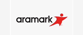 Logo featuring the word 'aramark' with a red stylized star graphic.