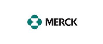 Logo featuring three teal shapes and the word 'MERCK'.