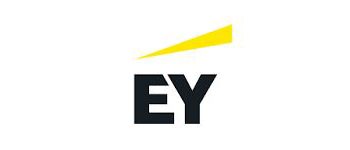 EY logo with black letters and a yellow triangular shape.