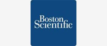 Boston Scientific logo with white text on a blue background.
