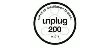 Certified meditation teacher unplug 200 badge from 2018.